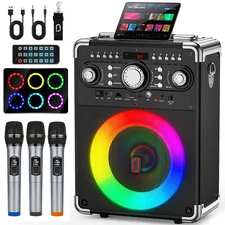 JYX Karaoke Machine with 3 Microphones Home Party BBQ Yard Singing Speaker Gift