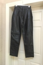 Womens Vintage Genuine Black Leather Pants Firelli Size 8