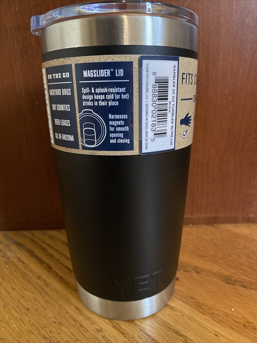 YETI Black 20 Oz Rambler with MagSlider Lid - Black Brand New