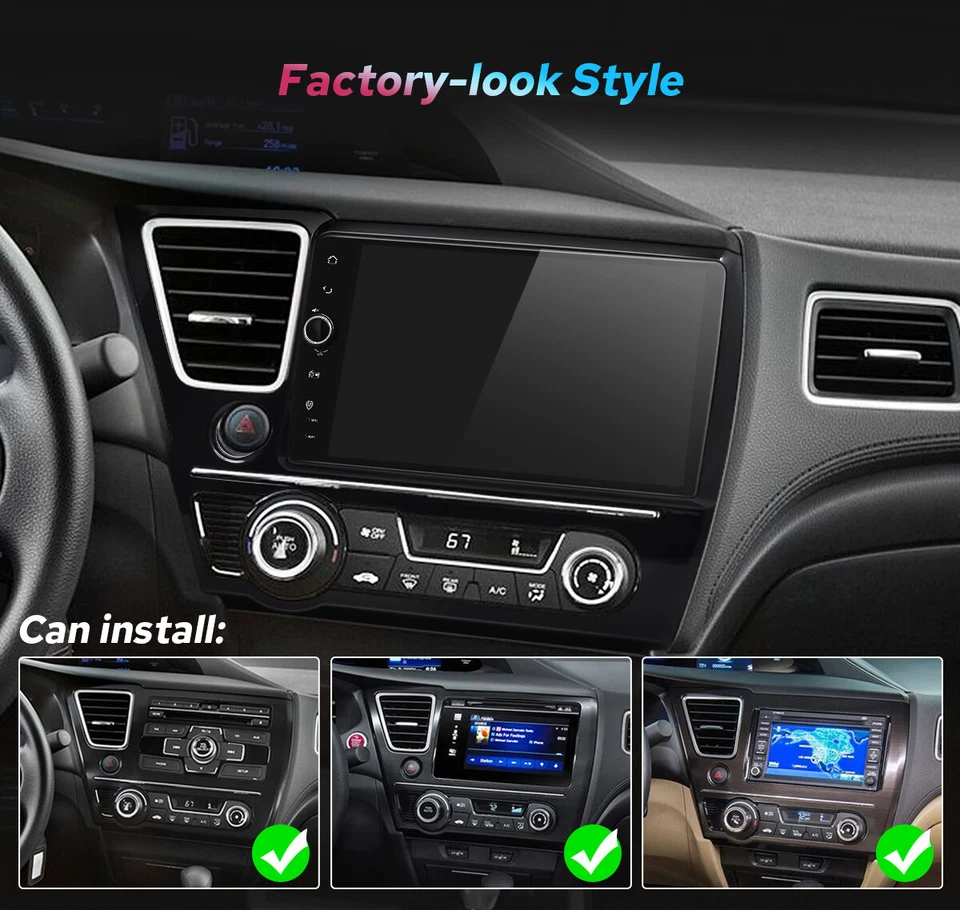 9 inch Plug and Play Android 13 Canbus Stereo Radio for Honda Civic 2013-2017 - Image 3 of 4