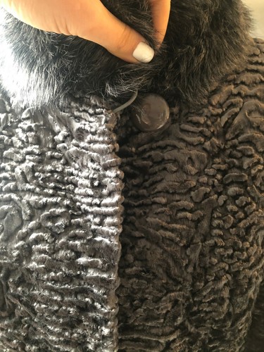 Premium Quality Woman Faux Fur Karacul Coat With Fur Collar Size M SALE - Picture 6 of 7