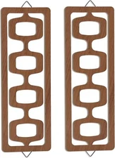 CroBlissful 2 Pcs Mid Century Wall Decor Wood Modern Brown 
