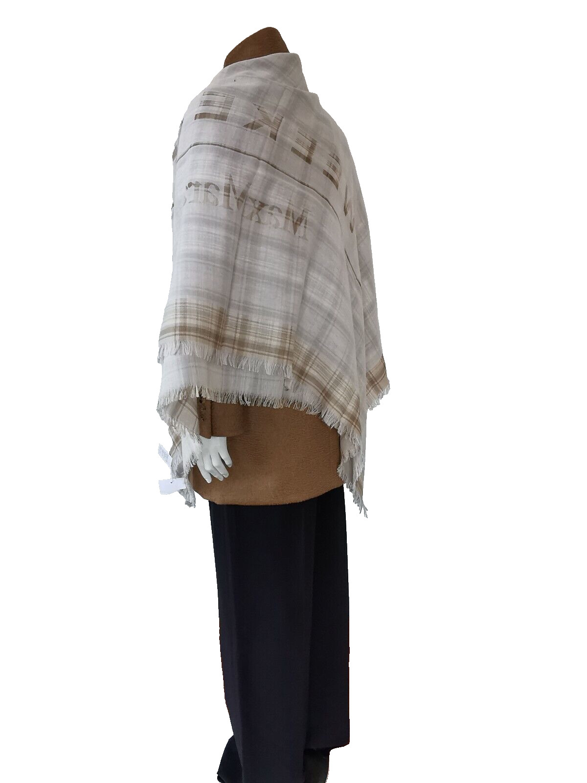 RRP €339🌟 Weekend MAX MARA  WOOL-Cotto Scarf  in Check Pattern   Mod.''SERENA'' image 8