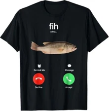 Fih Calling Remind me Message Decline Accept Phone Call Fish T-Shirt