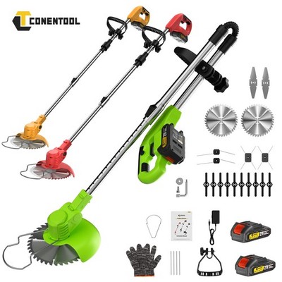 CONENTOOL 21V Rasentrimmer Faltbar 2x 2000mAh 90° Kopf für Garten & Hof 3 Farben