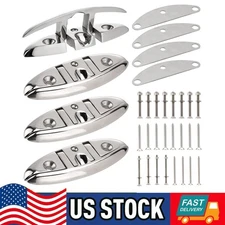 4 PACK 6" Boat Folding Cleats 316 Stainless Steel Flip-up Marine Dock Rope Cleat