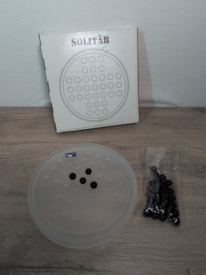 Leonardo Glas Solitär Spiel Schwarze Murmeln Kugeln