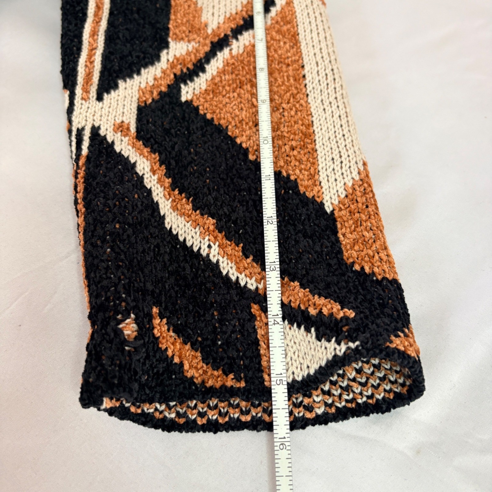 Marled Geometric Pattern Open Front Knit Cardigan… - image 10