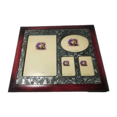 Studio Nova  Collage Picture Frame 4 Picture openings Wood Pewter 5x7, 2x3, 4x3