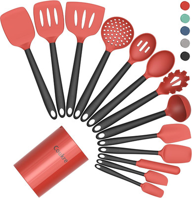 14PC Silicone Kitchen Cooking Utensils Set w/ Holder   Heat-Resistant,Food-Grade