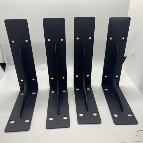 4 Black Wall Shelf Brackets 19cm X 14.2cm - Picture 2 of 7