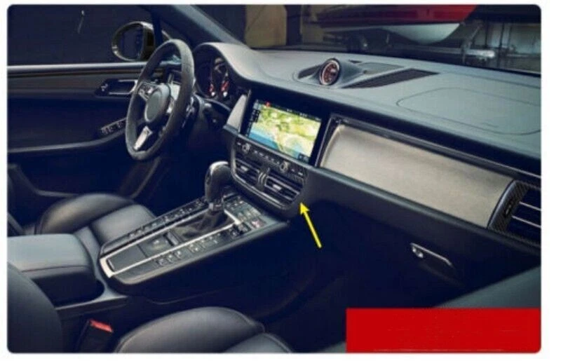 Consola central de fibra de carbono salida de aire acondicionado moldura de ventilación para Porsche Macan 2019-2023 Foto 2 de 4