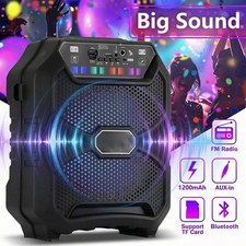 Portable Bluetooth Speaker 8 inch Sub Woofer Heavy Bass Loud Sound Party System