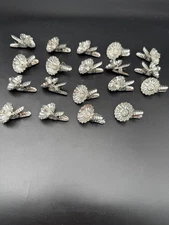 Vintage Clip On Christmas Tree Candle Holders Pinecone Silver Tone Lot of 19