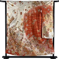 Long-sleeved kimono length 154cm sleeve length 64cm M sleeve cherry blossom