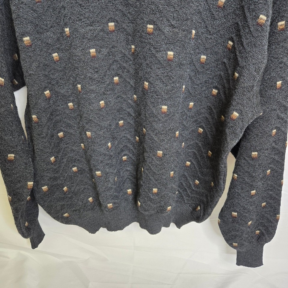 Pull Vintage Old Money Homme – Années 80 – Maille Marron Col Button Down – Taille M