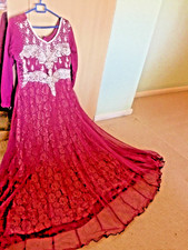 Anarkali  Party Dress with Matching Scarf - Purple/Gold - Size 42 **SALE PRICE**