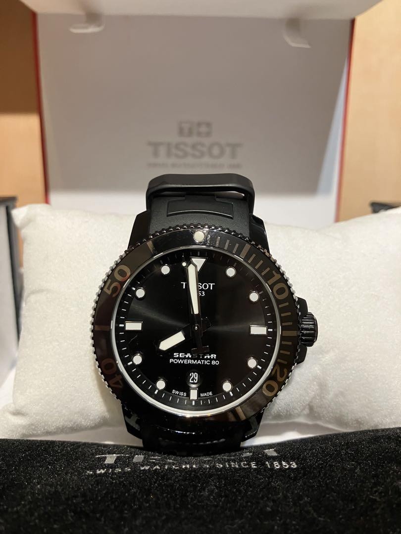 TISSOT Seastar 1000 Powermatic 80 Automatic Men's Black Dial Watch 42mm With Box