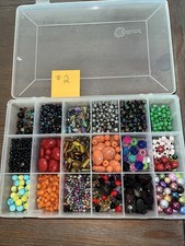 Lot of Beads Crafts Jewelry Making W Sorting Container