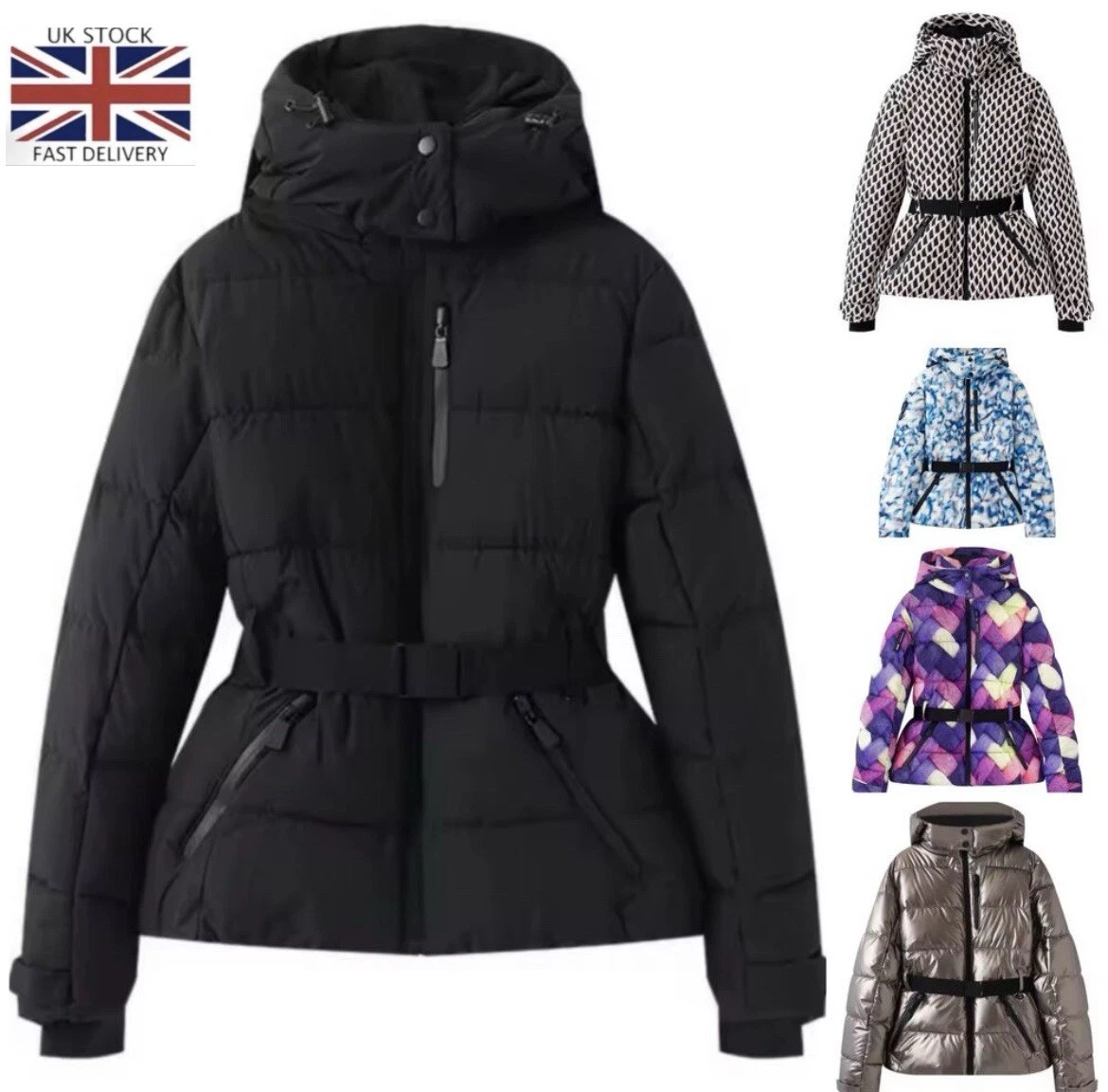 Womens Ladies Coat Ski Jacket Thick Winter Parka Hooded Puffer Warm Snow Hiking