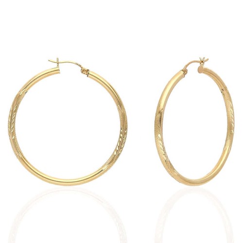 14K massive Gelb & Weißgold 3mm Diamantschliff Oberfläche Creolen 19-75mm - Bild 40 von 44