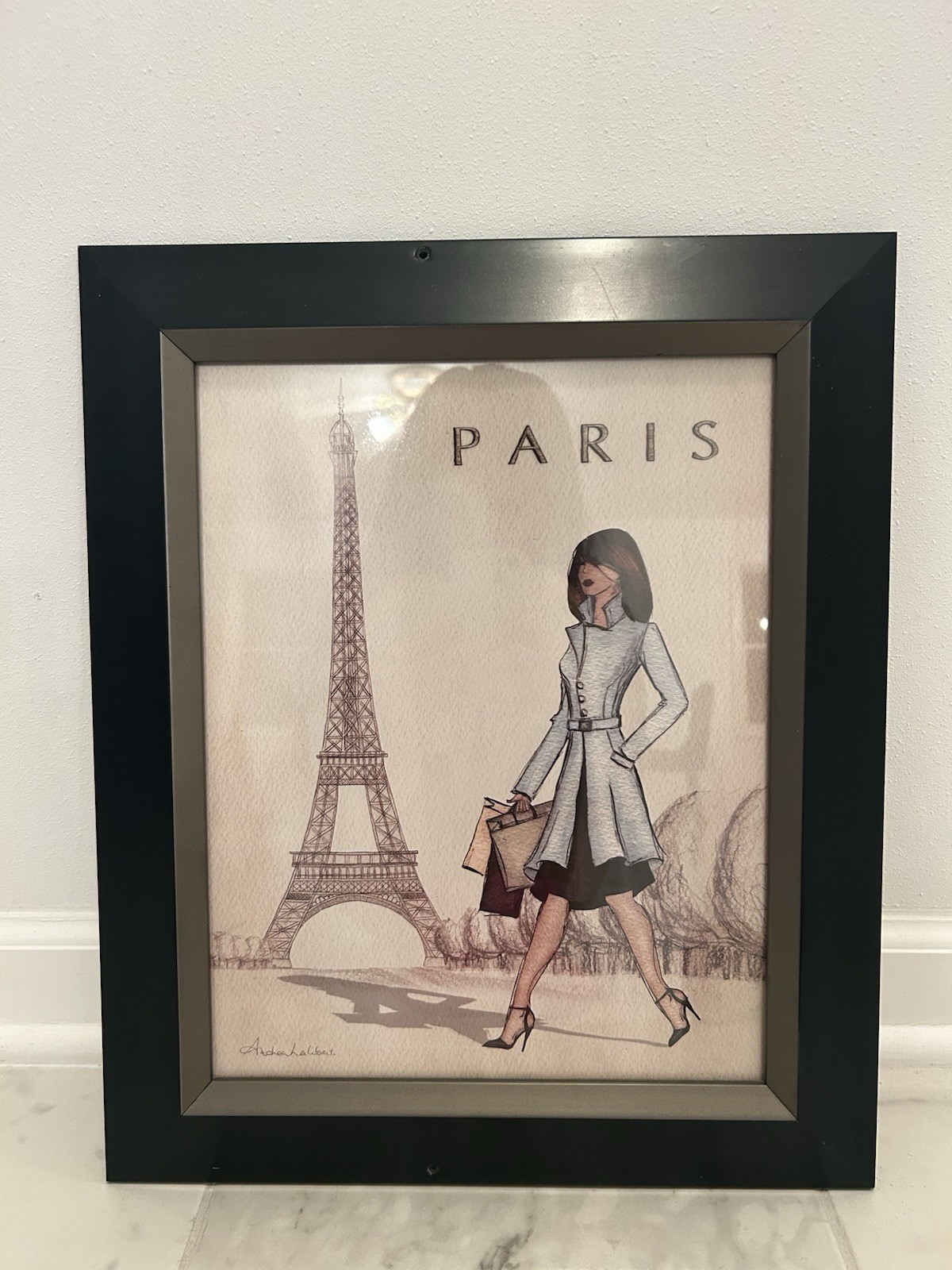 Andrea Laliberte Framed Signed Art Print Paris Fashion Eiffel Tower Women