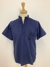 Vintage 1960s Egyptian shirt blue pull on tradition retro kaftan tunic top #V1