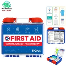 Portable 110-Piece First Aid Kit: Essential Safety for Home, Office, and Travel