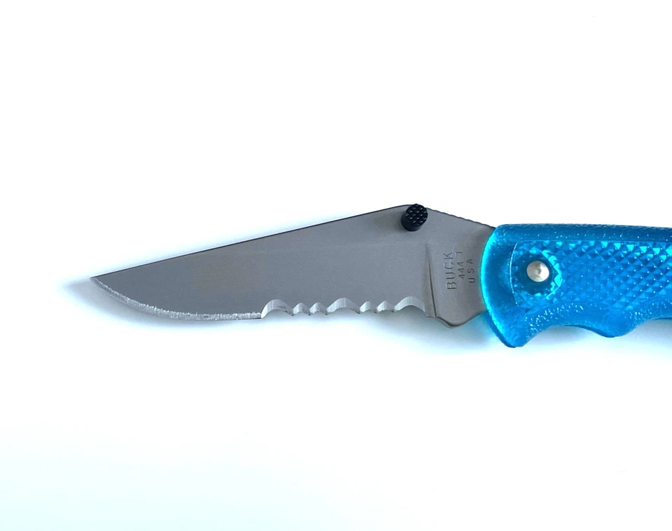 Buck 444 BuckLite II Folding Knife Aqua USA 2000 Vintage - Image 2 of 4