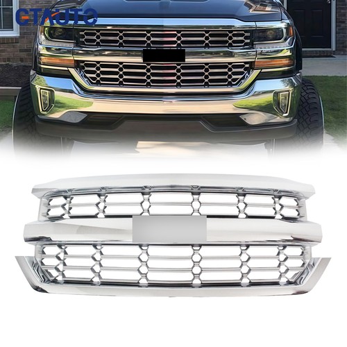For 2016 2017 2018 Chevrolet Silverado 1500 Chrome Front Bumper Grille ...