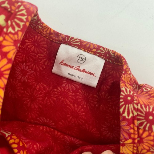 Hanna Andersson kimono dress red orange size 110 (size 5) short sleeve floral - Picture 7 of 12