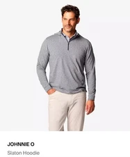 Slaton Quarter Zip Performance Hoodie johnnie-O Black Heather XL- NWT 