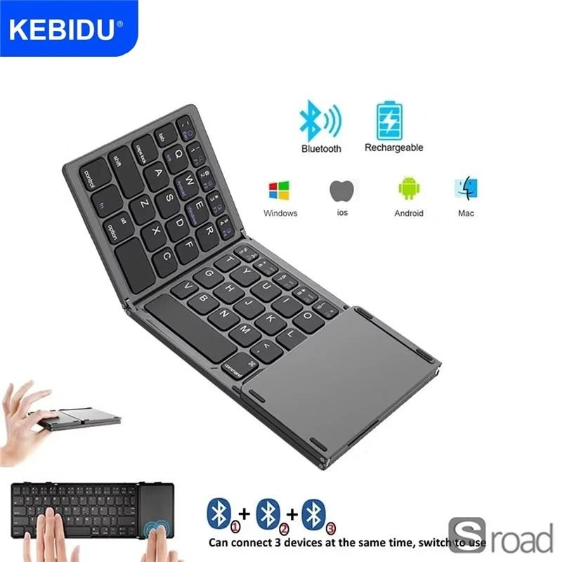 Foldable Bluetooth Keyboard With Touchpad, Wireless For IOS Android Windows - Image 2 of 4