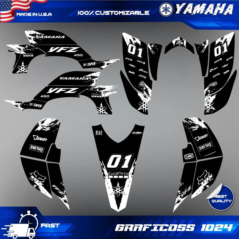 Yamaha YFZ 450 Grafik Kit 2003 2004 2005 2006 2007-2008 Decals Aufkleber Atv - Bild 2 von 4