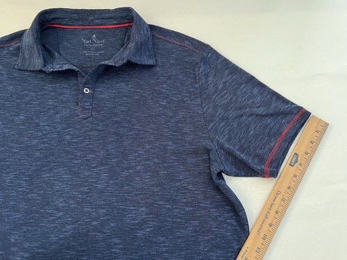 Nat Nast Luxury Originals Mens Dark Blue Polo Shirt Sz XL S/L Contrast Stitch - Picture 11 of 18