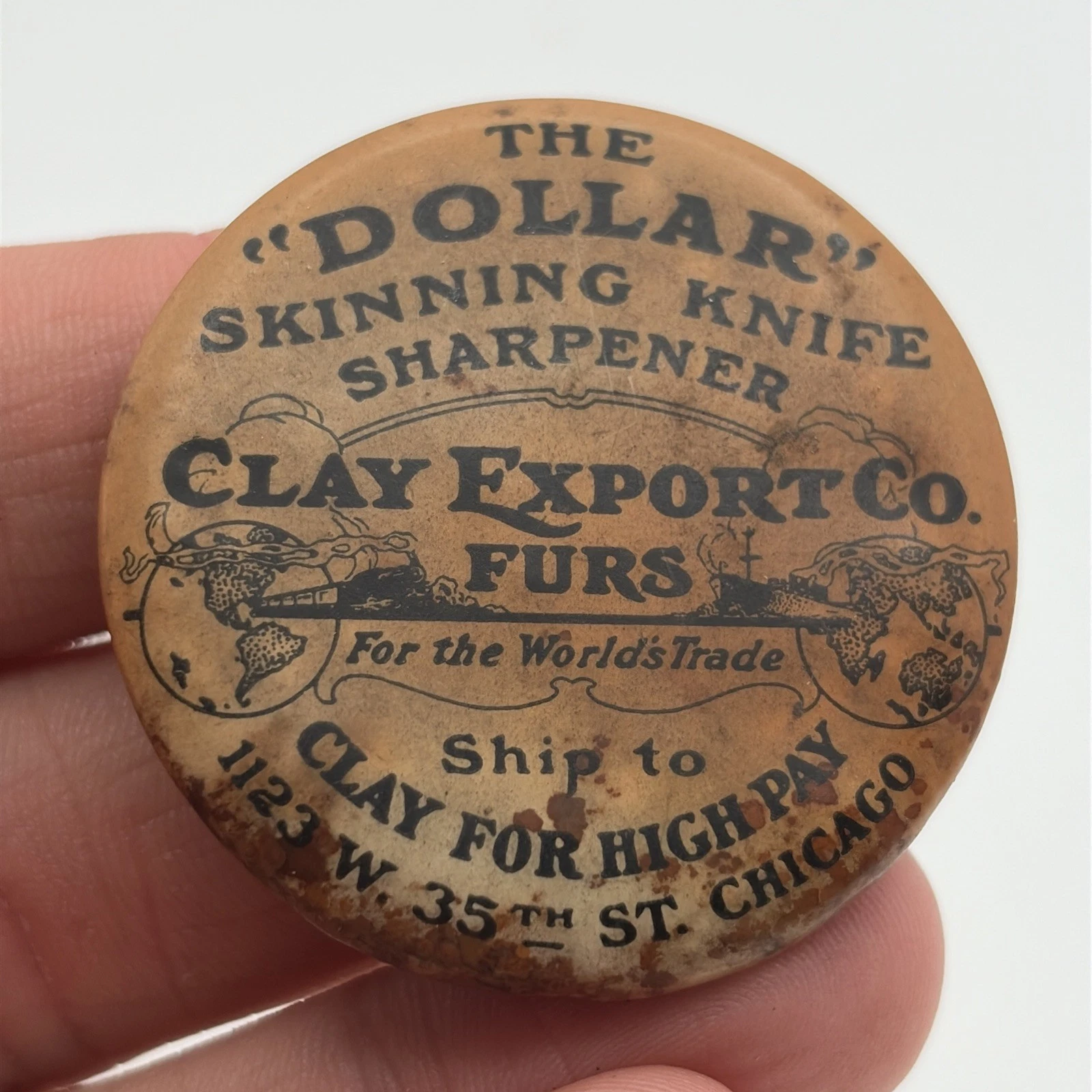 Vintage Clay Export Co. The Dollar Skinning Knife Sharpener Stone