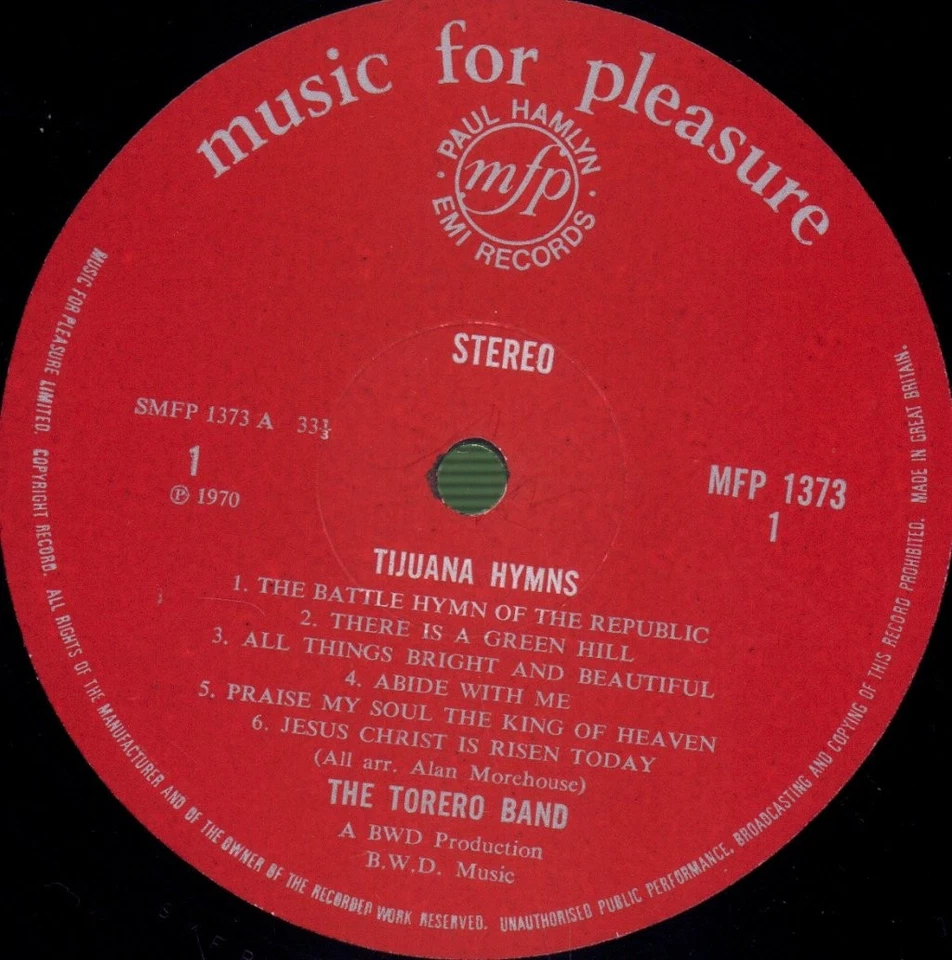 Torero Band Tijuana Hymns LP vinyl UK Music For Pleasure with label inner - Image 3 of 4