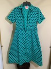 Kate Spade New York Dress Womens Size 6 teal/ Black Polka Dots