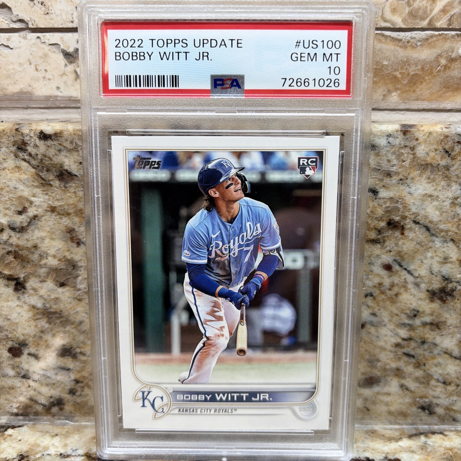 2022 TOPPS UPDATE #US100 BOBBY WITT JR. RC ROYALS PSA 10