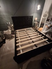King Size Black  sleigh Velour  Bed 