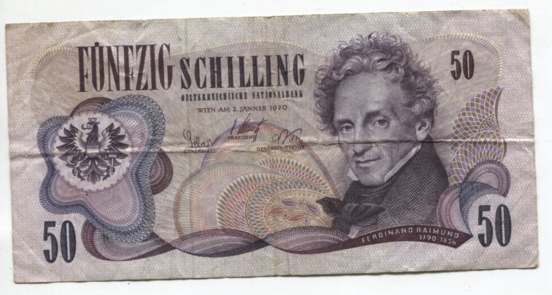 Austria 1970 50 Schilling Banknote P#143a VF  See Scans