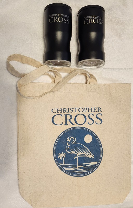 Christopher Cross 2024 Tour Natural/Ivory Canvas Totebag With 2 Drink Tumblers