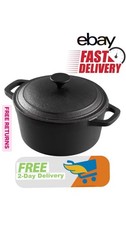 Cast Iron Casserole Pan Stew Pot Pre-Seasoned Dutch Oven Stockpot with Lid 26cm