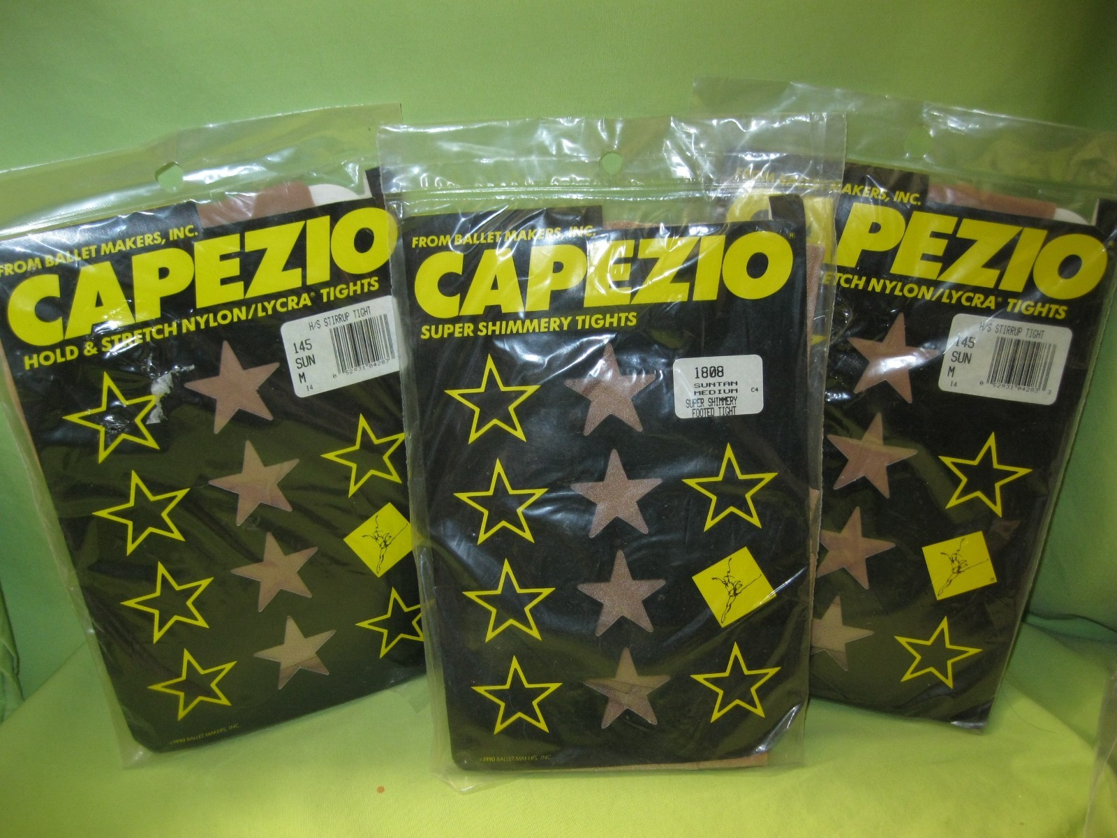 Medias bronceado vintage 1990 Ballet Makers CAPEZIO 3 pares estribo mediano y patas