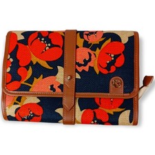 Spartina Daufuskie Island Linen Leather Floral Jewelry Case Travel Pouch NWOT