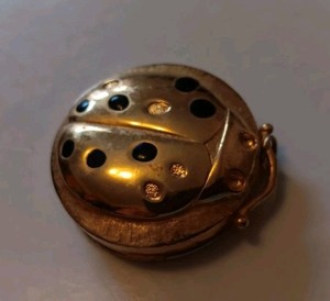 Vintage Revlon Lady Bug "Intimate" Solid Perfume Holder - 1 1/2 in. diameter