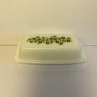 Vintage Pyrex Spring Blossom Green Butter Dish 72-B Crazy Daisy Milk Glass