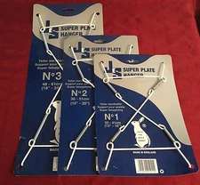 JES Co England White Vinyl Covered Wire SUPER Plate Hanger SUPER Sizes