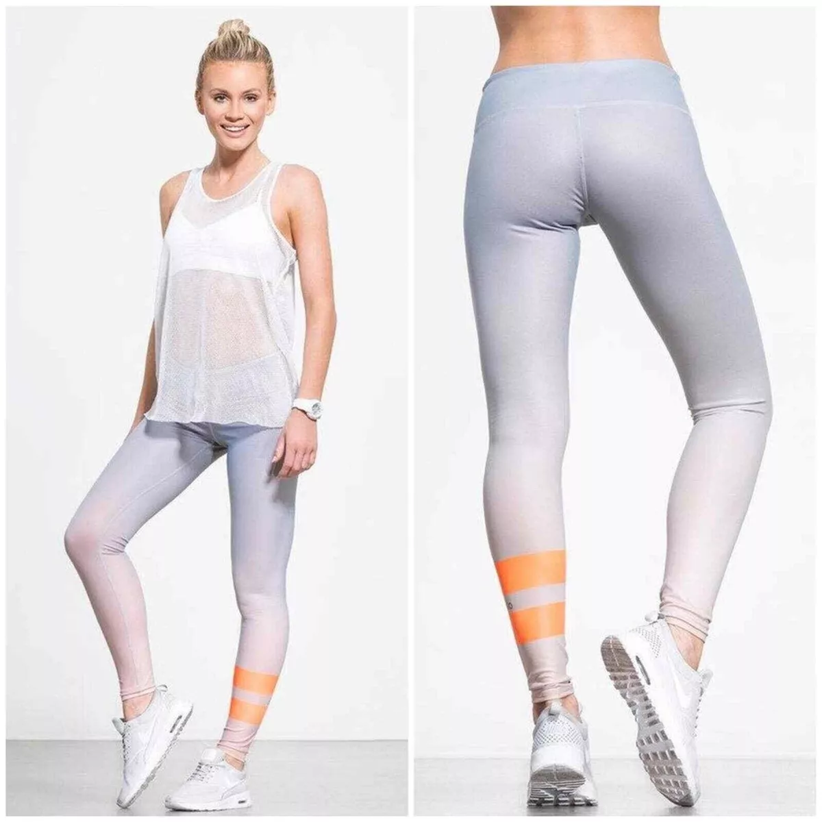 ALO Yoga Airbrush Gradient Sky Ombré Stripe Leggings XXS Blue Gray