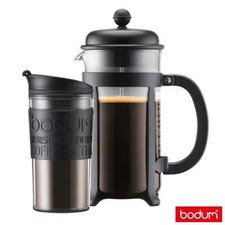 Image of Bodum Java Cafetiere with Travel Mug Set Black